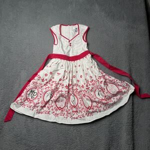 Disney Dress Shop Jolly Holiday Mary Poppins Dress Girls Medium Pink and White